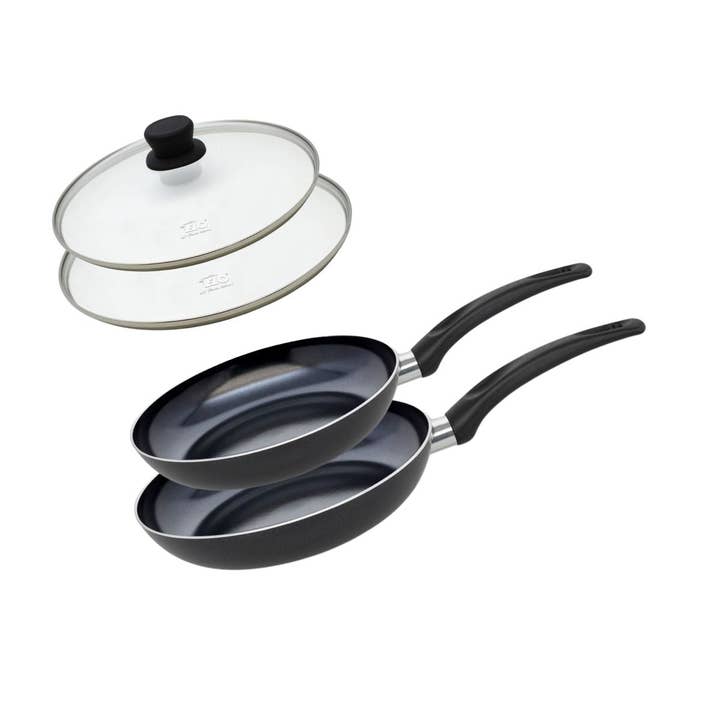 Set of 2 cooking pans with ceramic coating without PFAS and 2 glass cooking lids 24 cm and 28 cm Elo Pure Ceramica for wholesale by Elo