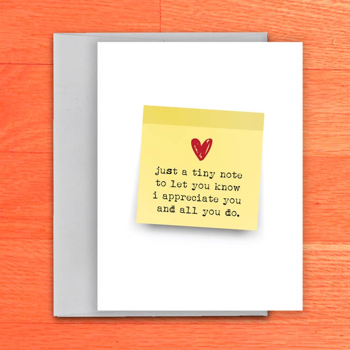 Post It Note | Appreciate You Card for wholesale by tiny