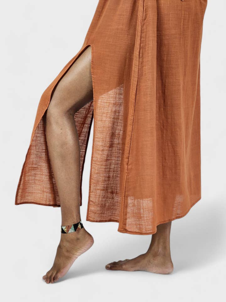 Sacred Ceremony - Wholesale Dress - Women's - Rust Organic Cotton Rope Goddess Maxi Dress11