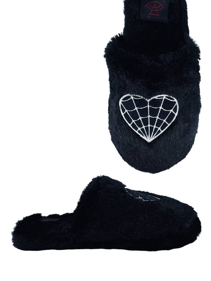 Kreepy Kozy Web Heart house slipper for wholesale by STRANGE CVLT