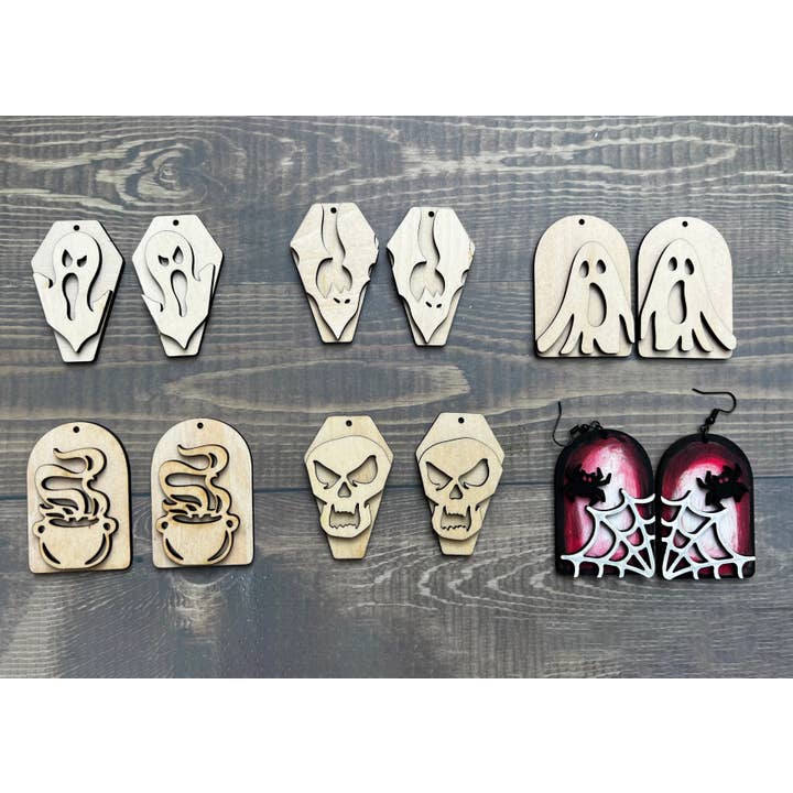 Halloween Wooden Earring Cutout Blanks for wholesale by Dahlia Rose Co