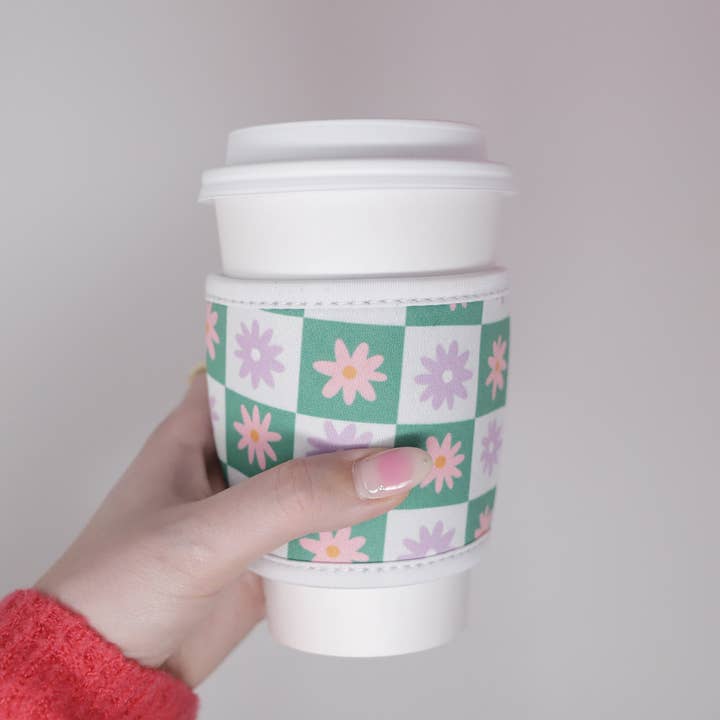 Made Au Gold - Wholesale Drink Huggers & Koozies - Hot Coffee Sleeve - Checkers Flowers