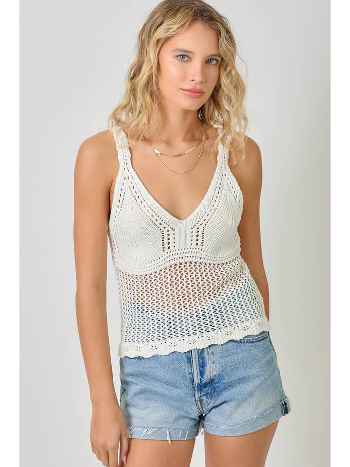 Mystree - Vente Caraco – femme - 61099 Débardeur Tricot Style Crochet9