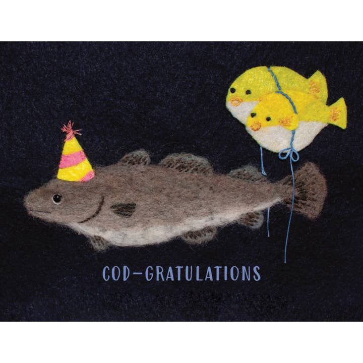 "Cod-Gratulations" Fish Pun | Congratulations Card for wholesale by Emmy's Fibre Arts