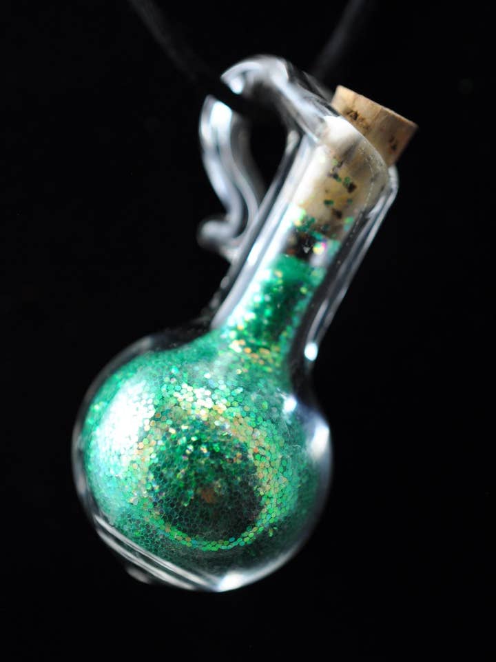 Twilight Green Fairy Dust Glass Necklace for wholesale by Crystal Dragon