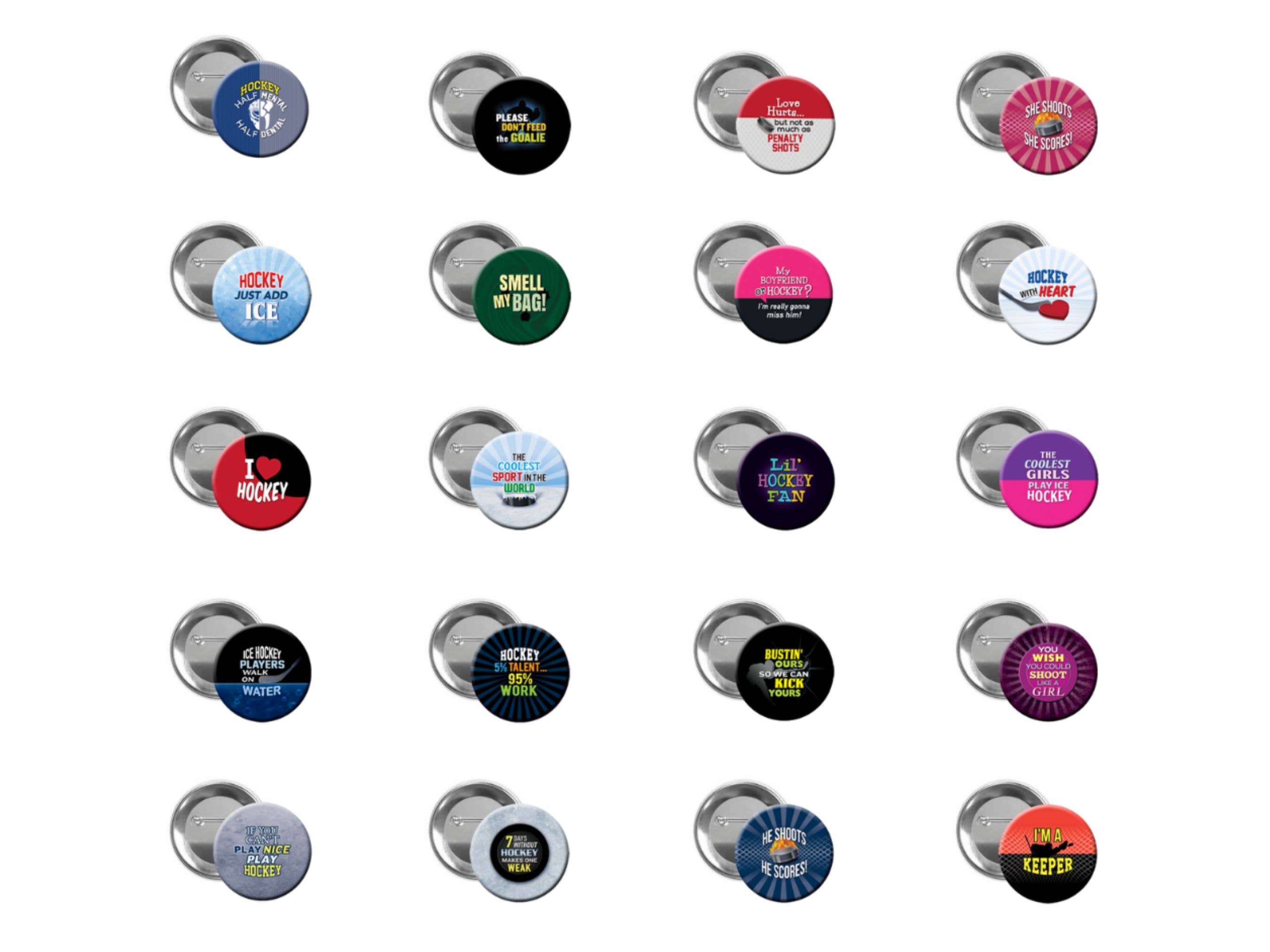 The Button Gal - Wholesale Lapel Pin/Button - SAVE 50% - BULK PACK - 480 Hockey - 1.25" Pinback Buttons3