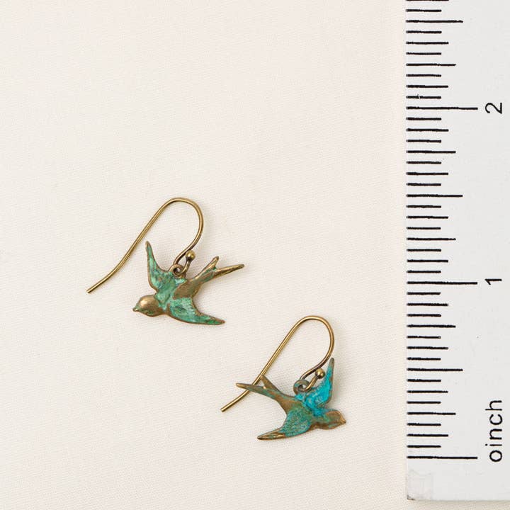 Anne Vaughan Designs Jewelry - Wholesale Dangle Earrings - Wildflower Sparrow Birds With Patina Dangle Earrings2