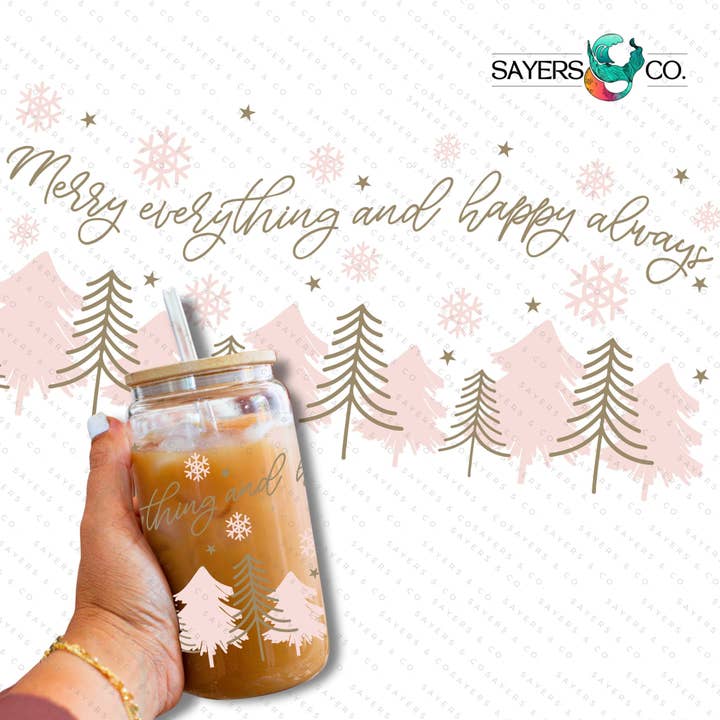 PRINTED Sublimation Transfer or Vinyl Print: Merry Everything and Happy Always 16oz Print for wholesale by Sayers & Co.