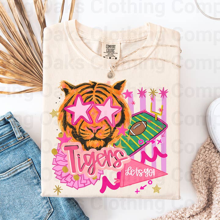 Blazing Oaks Clothing Company – wholesale T-shirt (graphic) – women's – Pink Preppy Tigers Short Sleeve Shirt0
