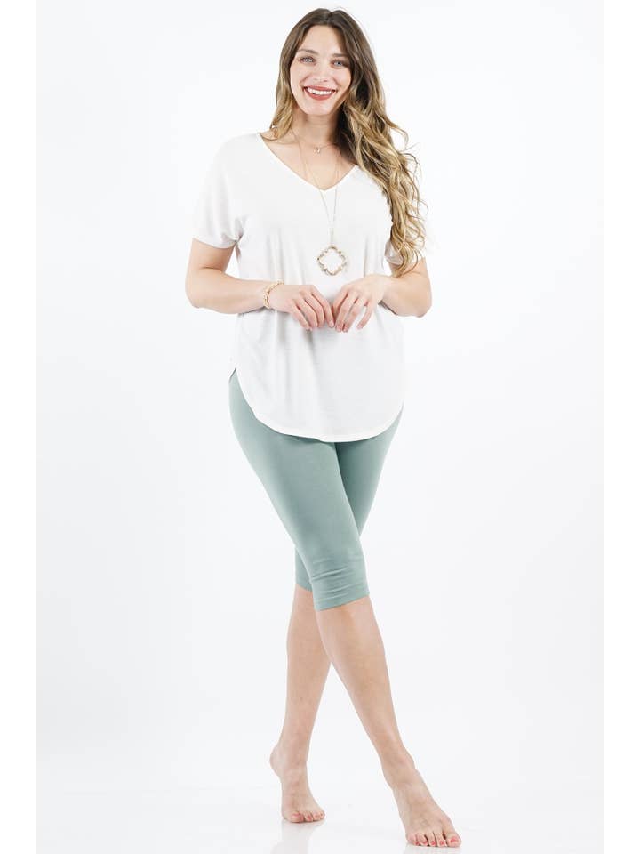 42POPS - Wholesale Athletic/Lounge Leggings - Women's - .._ SI-7845 Plus Cotton Capri Leggings