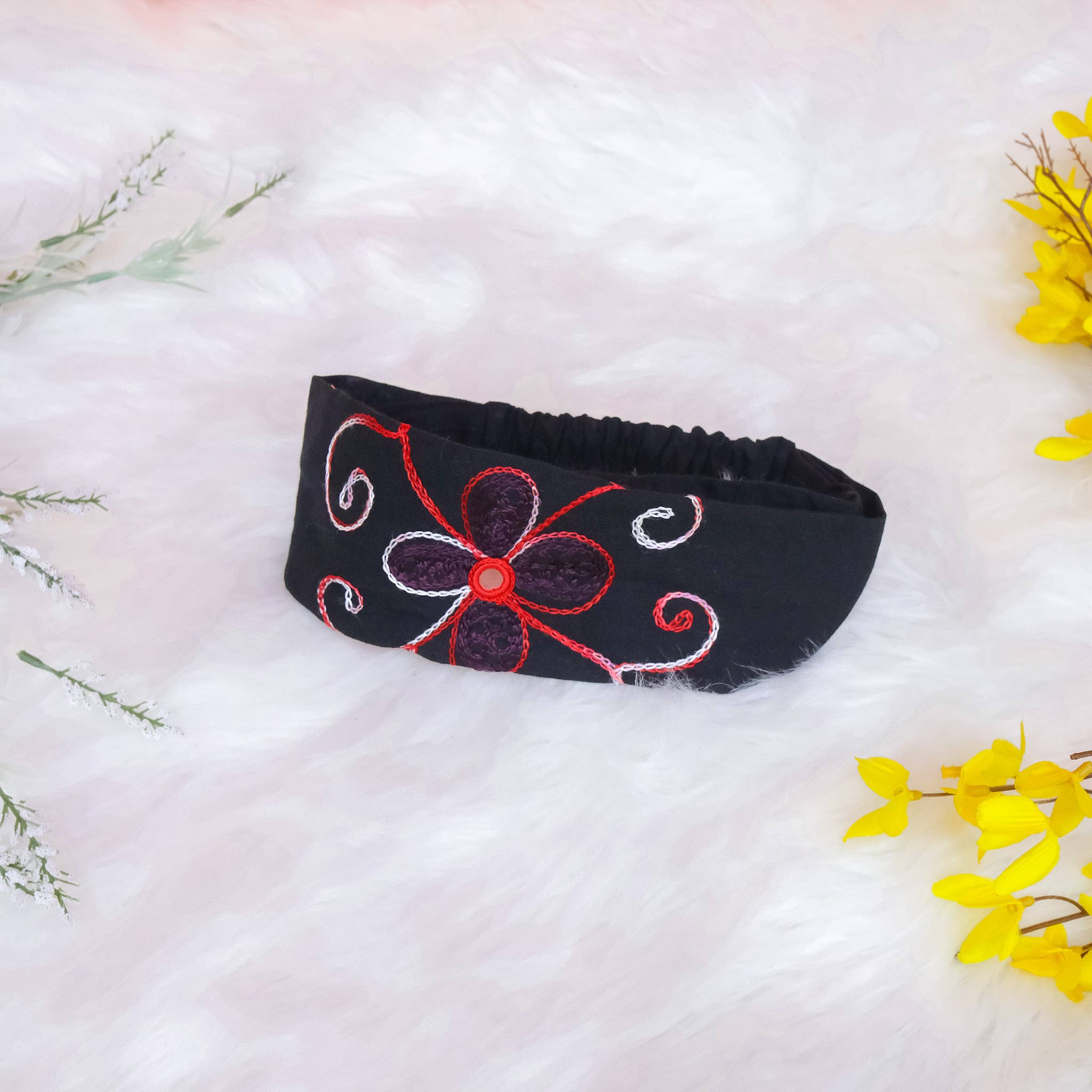 Karma Nepal Crafts - Wholesale Fashion Headband - Women's - Hand Embroidered Cotton Boho Hippie Stretchy  Head Wraps 4