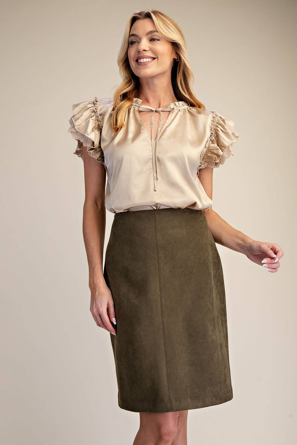 PORSHA - Wholesale Skirt - Women's - Stretch Suede Pencil Skirt12