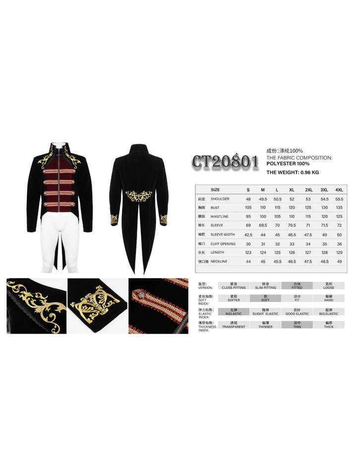 Western Fashion - Venta al por mayor Abrigo - Hombre - CT20801 - Chaqueta tipo levita bordada