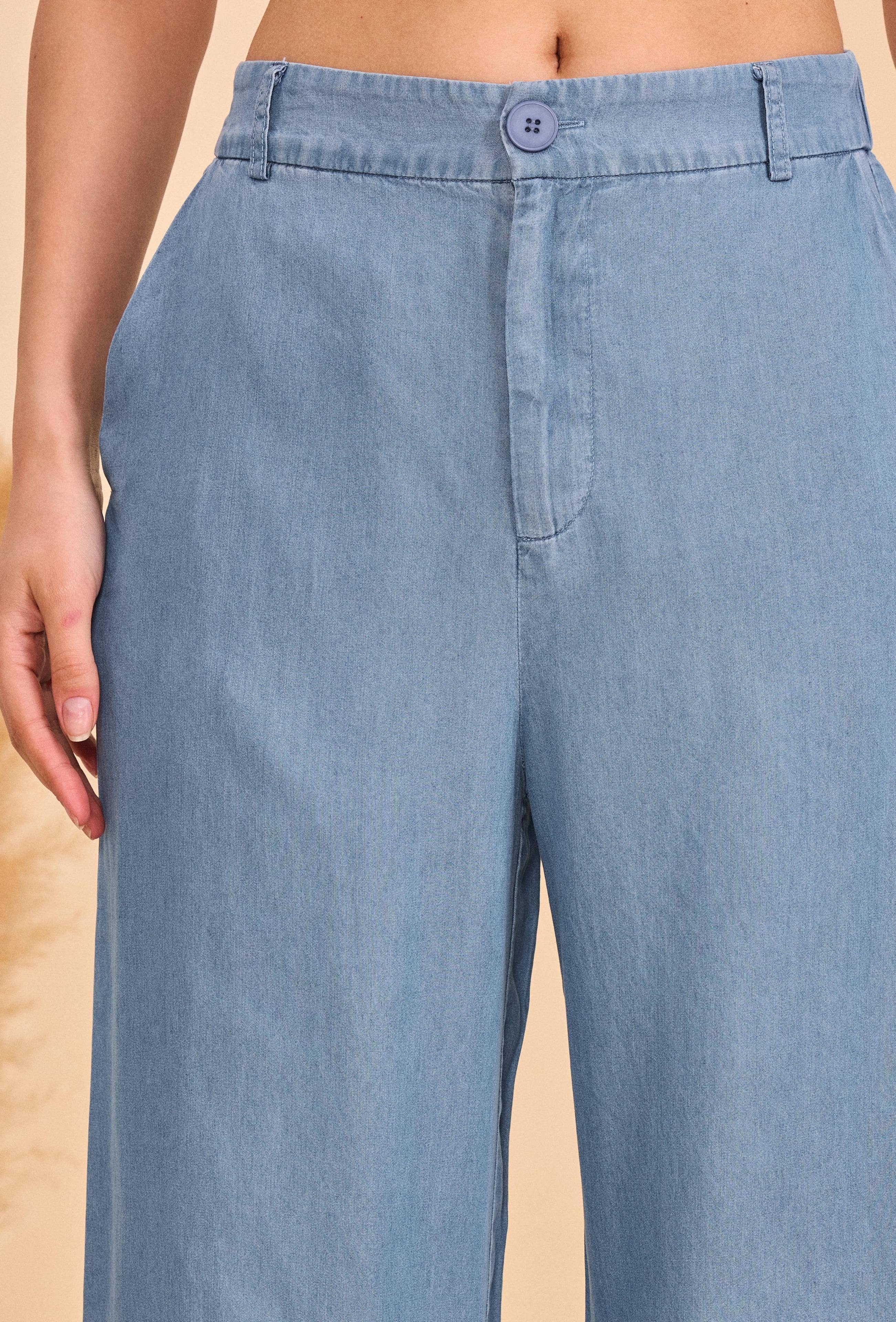 Light blue Straight fluid Tencel trousers - Orice for wholesale on Faire6