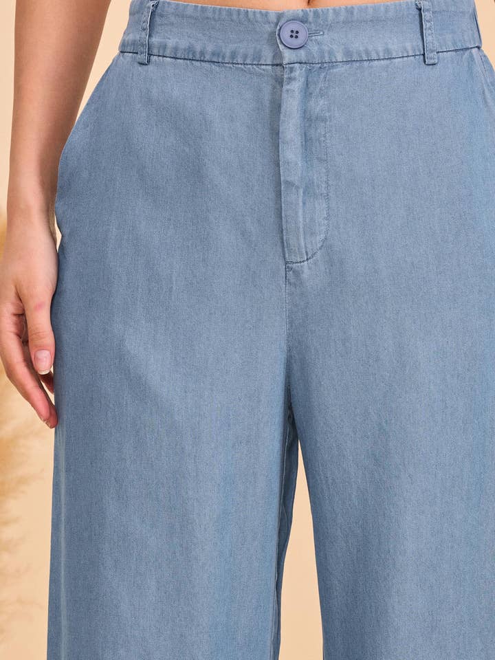 Light blue Straight fluid Tencel trousers - Orice for wholesale on Faire6