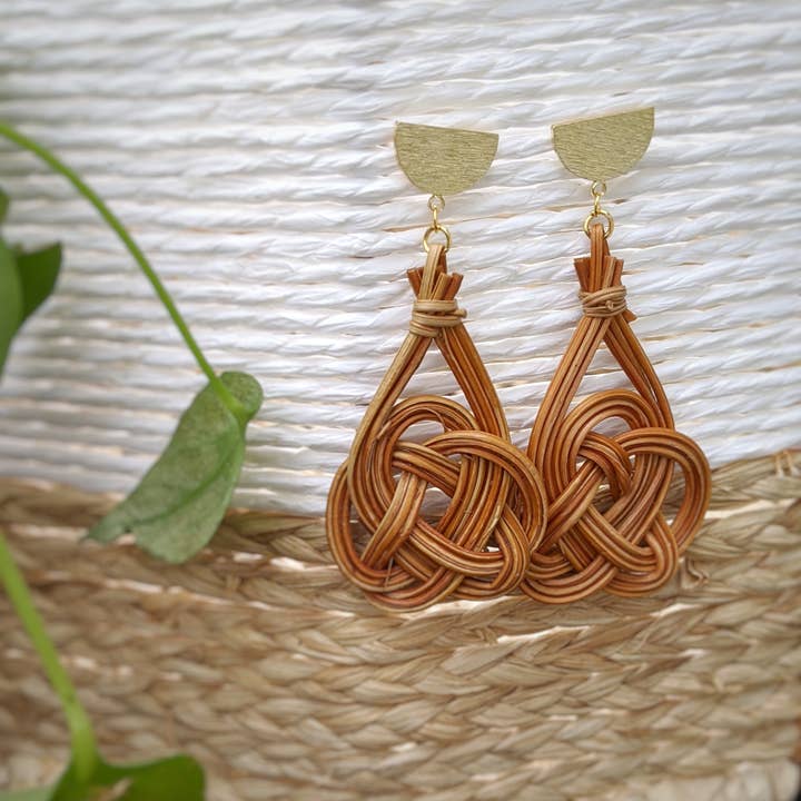 Dynamo - Venta al por mayor Pendientes colgantes - Pendientes de mimbre Joyas de ratán Boho Verano Pendientes