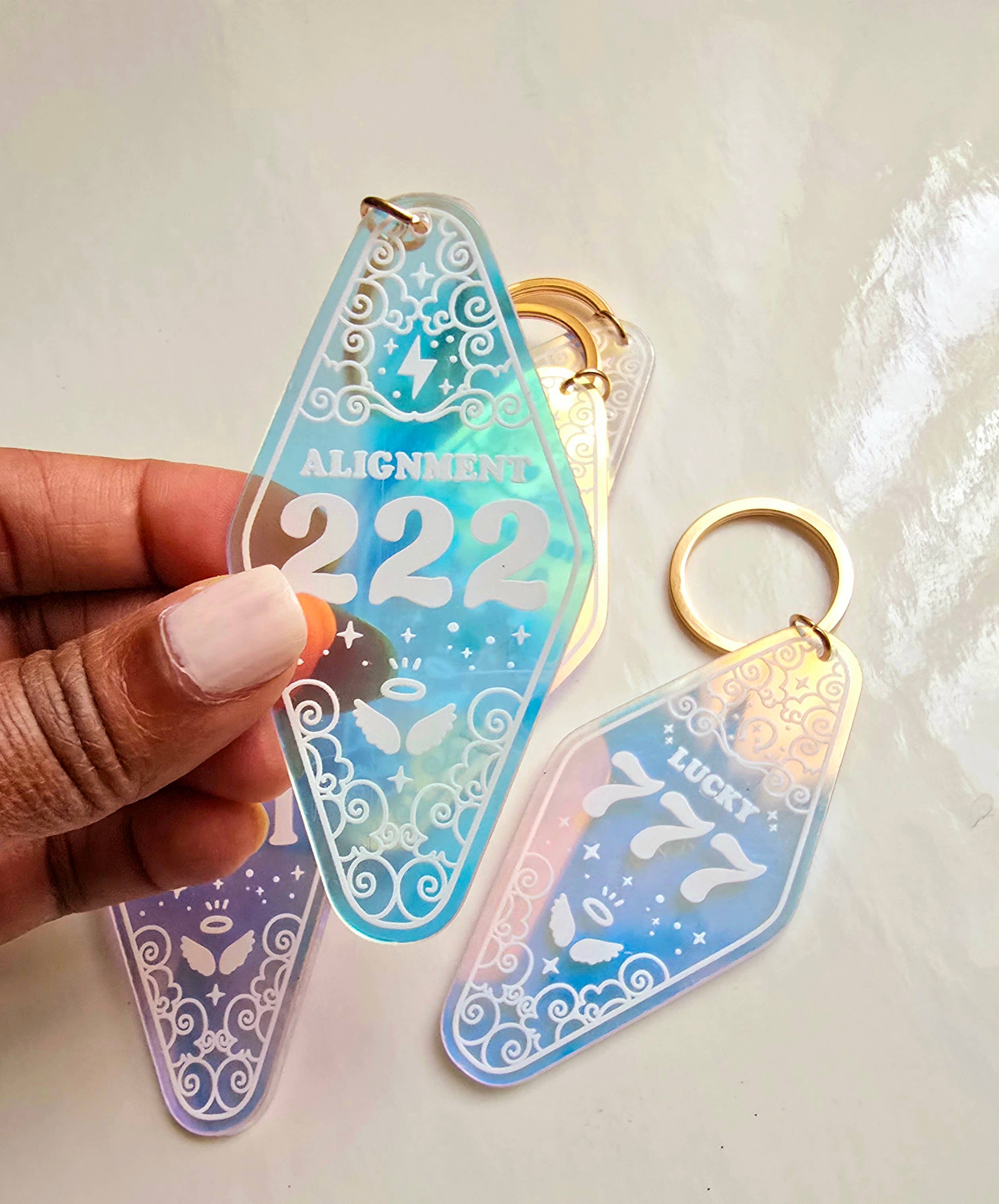 House of HIJK - Wholesale Keychain - Women's - Angel Number Iridescent Motel Keychain1