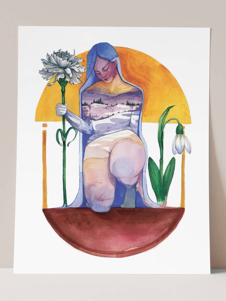 Impression de la déesse de la fleur de naissance de janvier pour la vente par Andrea Durfee Art