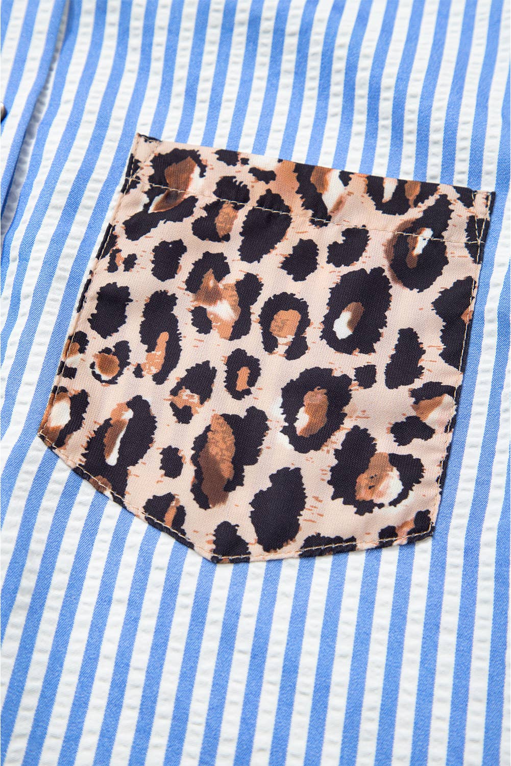 66DISCO - Wholesale Button Down Shirt - Women's - Spring 2026 Chic Contrast Leopard & Stripes Button Shirt18