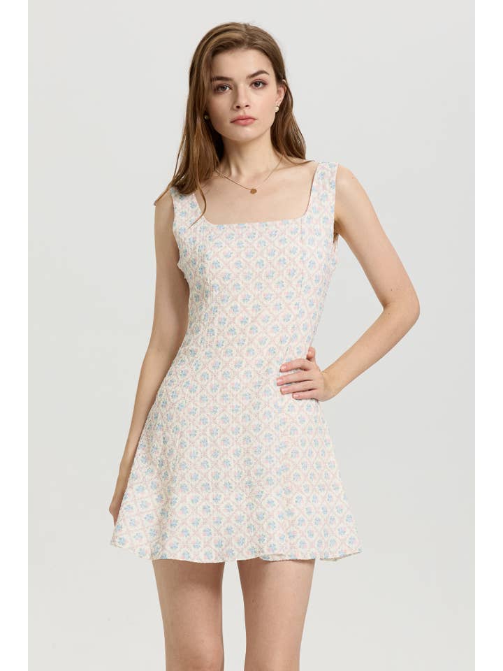 ROSIE POSIE - Wholesale Dress - Women's - Sleeveless A-Line Mini Dress with Pastel Floral Print