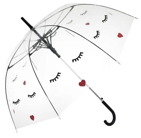Balck and Red Face Transparent Umbrella for wholesale on Faire0
