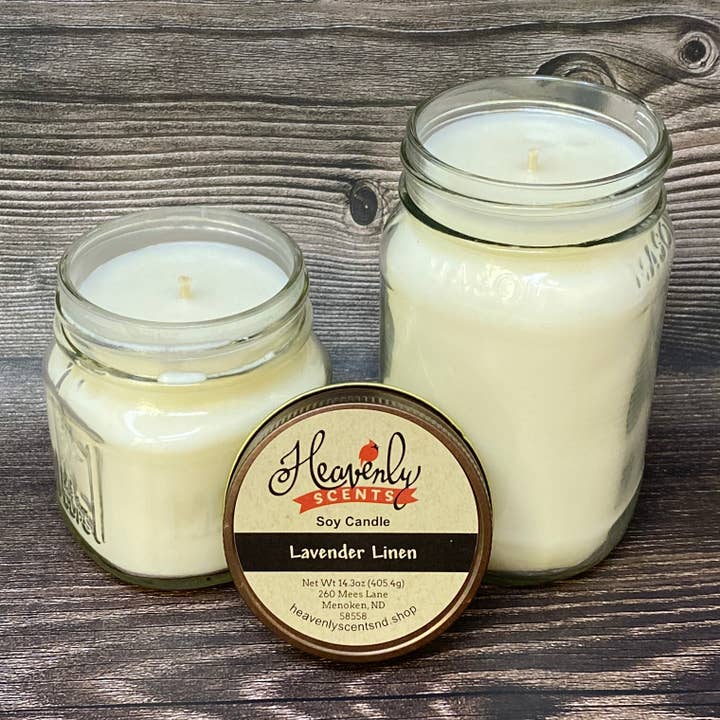 Bougie de soja en lin lavande pour la vente par Heavenly Scents LLC
