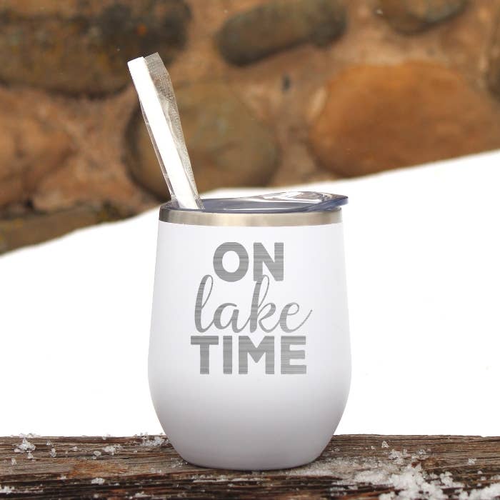 On Lake Time Mug Wine Tumbler for wholesale by Katie & Company