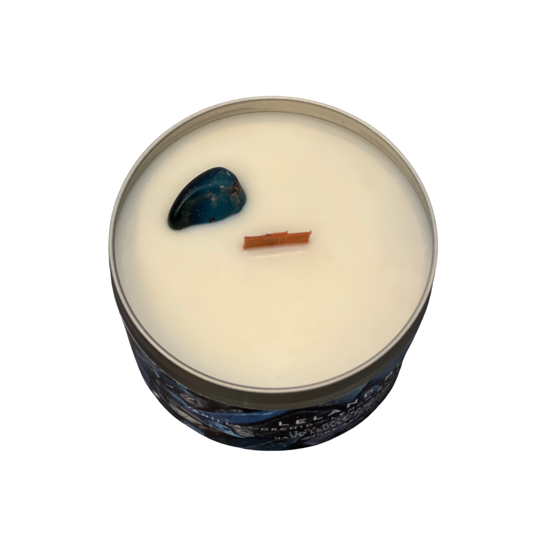 June Apothicarie - Vente Bougies de voyage - Bougie en étain à mèche en bois Leland Blue de 11 oz - Michigan4