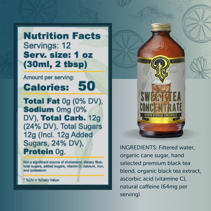 Portland Syrups - Wholesale Drink Mix - Unsweetened Iced Tea Concentrate 12oz - beverage mixer