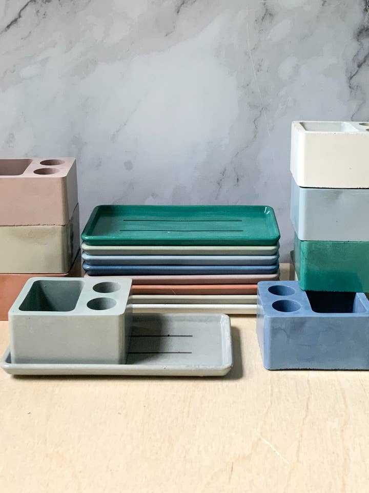 Bathroom Accessory Set Modern stone | Concrete decor for wholesale by Left Corner Goods