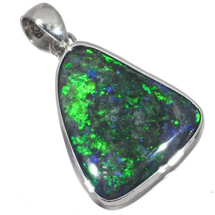 Pendentif en opale boulder australienne d'Andamooka double face en argent 925 superbe, 1 5/8" pour la vente par FifiRose