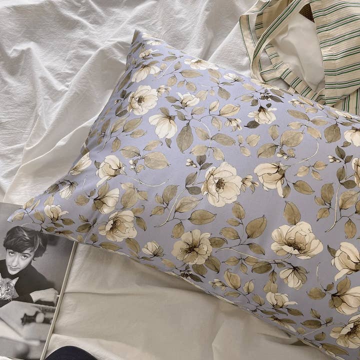 Lian Collection - Wholesale Bedding Pillowcase/Sham - Camellia Japonica Mulberry Silk Pillowcase - Luxurious Floral Silk Bedding for Enhanced Beauty Sleep