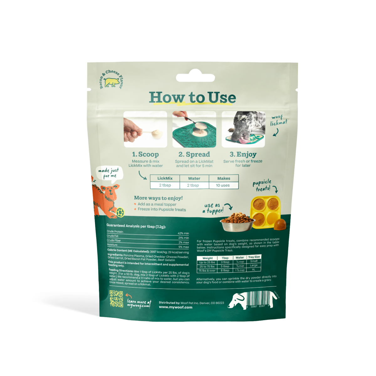 Woof - Wholesale Pet Toy - Dog - LickMat LickMix - Bacon & Cheese1