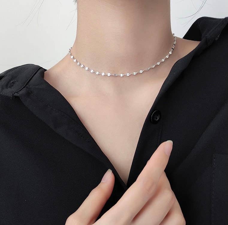 Haengseongworkshop - Vente Collier maille et chaîne - Collier en acier chirurgical en grains de café 15/16/17/18/19/20 pouces avec anneau à ressort