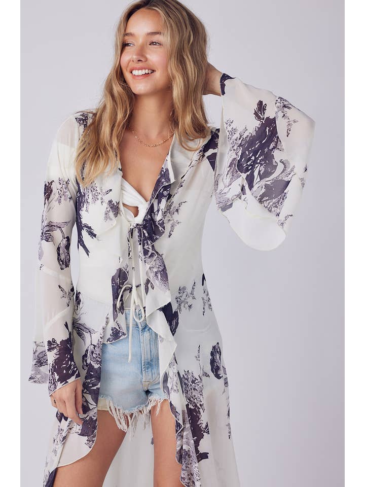 Bluivy - Wholesale Kimono - Women's - FLORAL PRINT RUFFLE KIMONO17