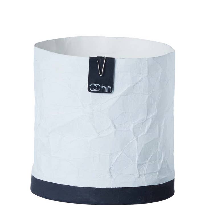 Med. Creased Paper Plant Pot W/Cement Bottom White for wholesale by BIDKhome