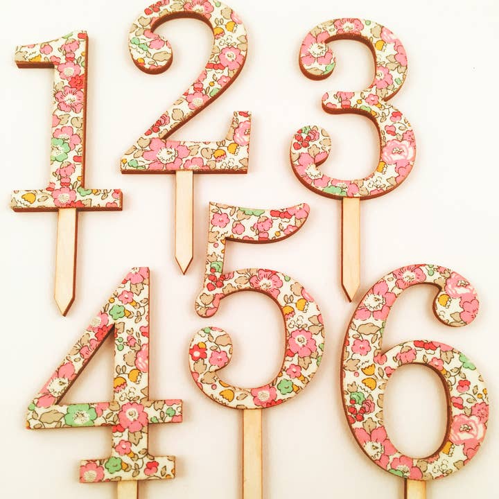 Eleanor Moss Studio - Wholesale Cake/cupcake topper - Betsy Ann Liberty of London Numbers Cake Topper