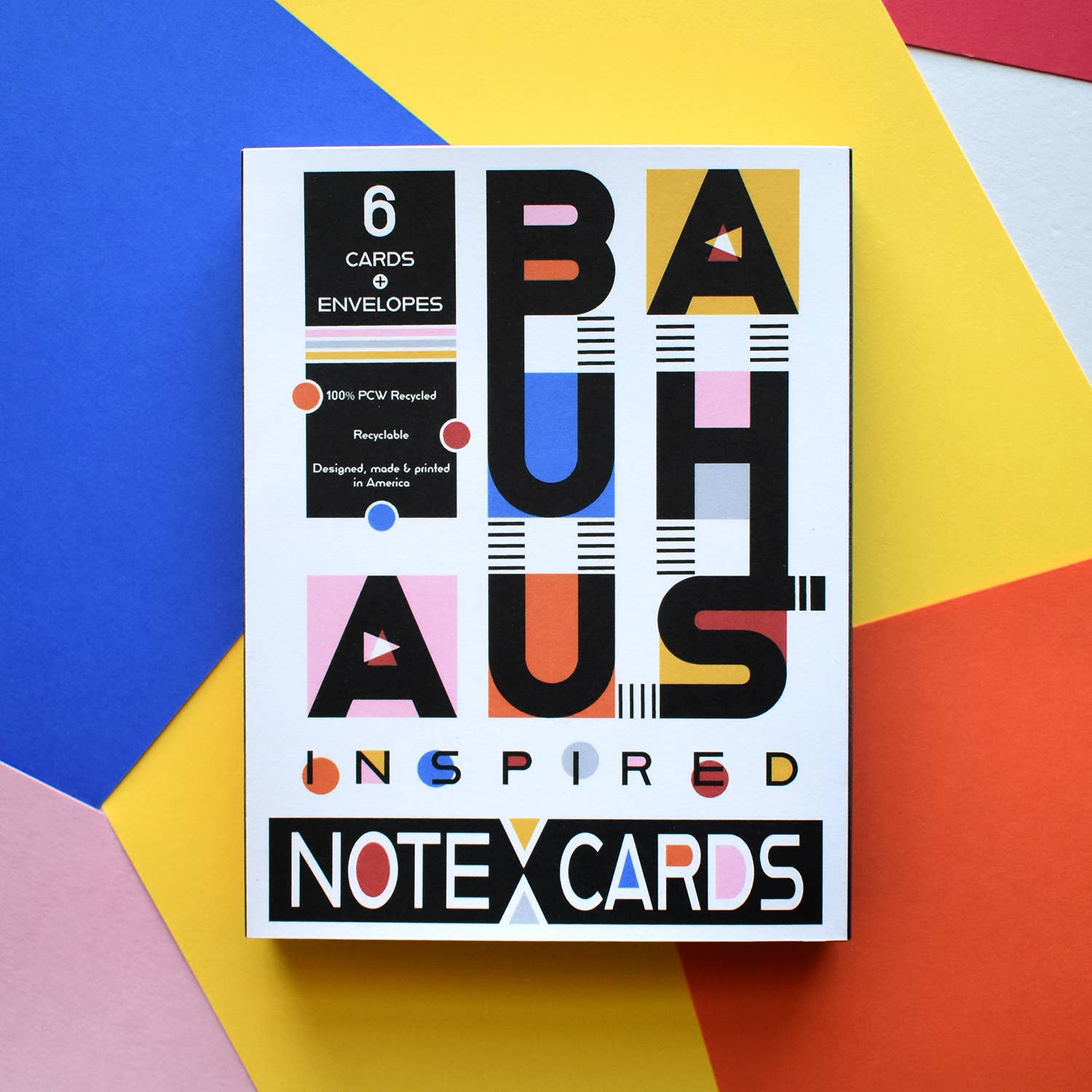 MASU - Wholesale Stationery/Notecard Set - Bauhaus Inspired Recycled Everyday Note Card #2 | Set of 64