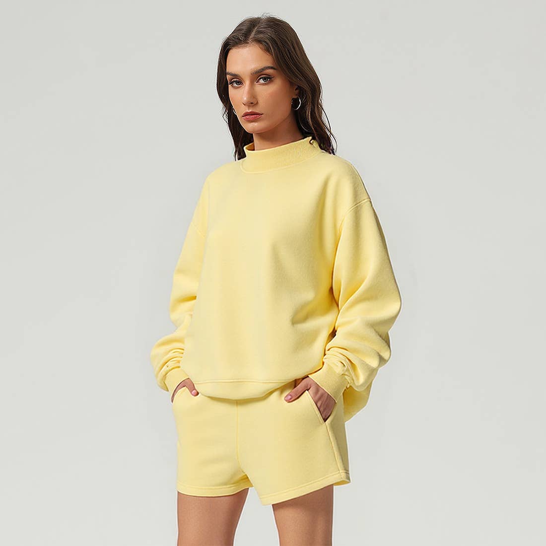 Sodalemon - Wholesale Sweatshirt - Women's - Unisex Cozy Fleece Half-High Neck Sweatshirt10