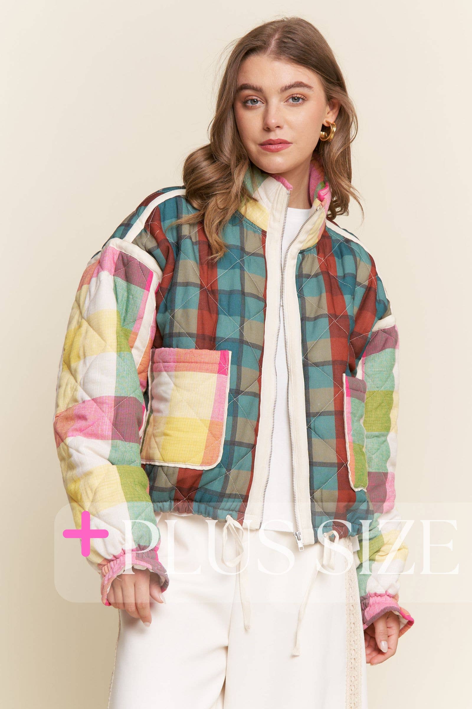 J.NNA - Wholesale Jacket - Women's - Multi-color Plaid Puffer Jacket 5