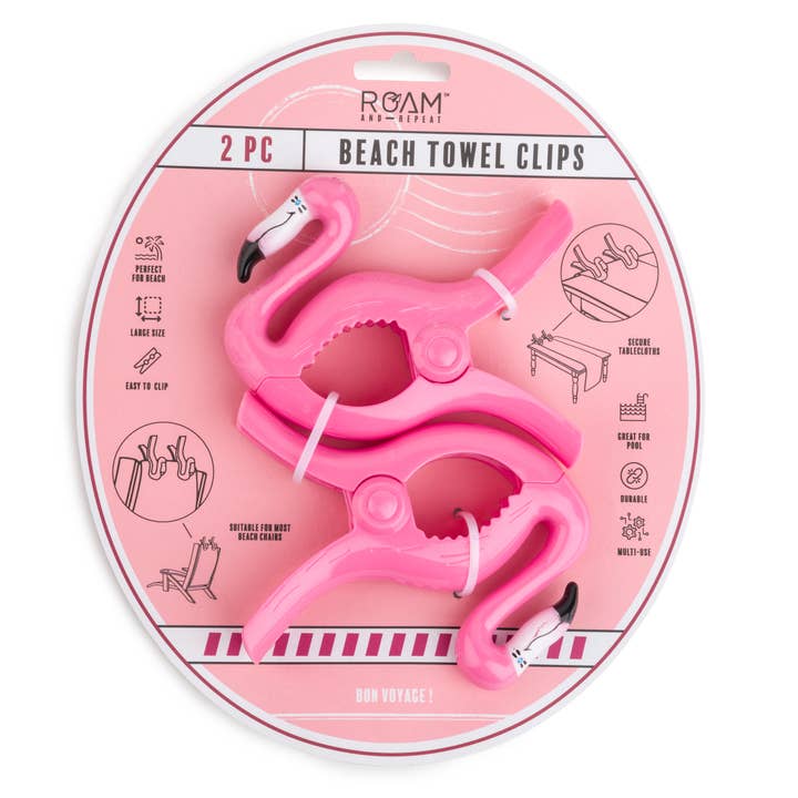 Ensemble de 2 pinces à serviette figuratives - Forme de flamant rose pour la vente par Core Home