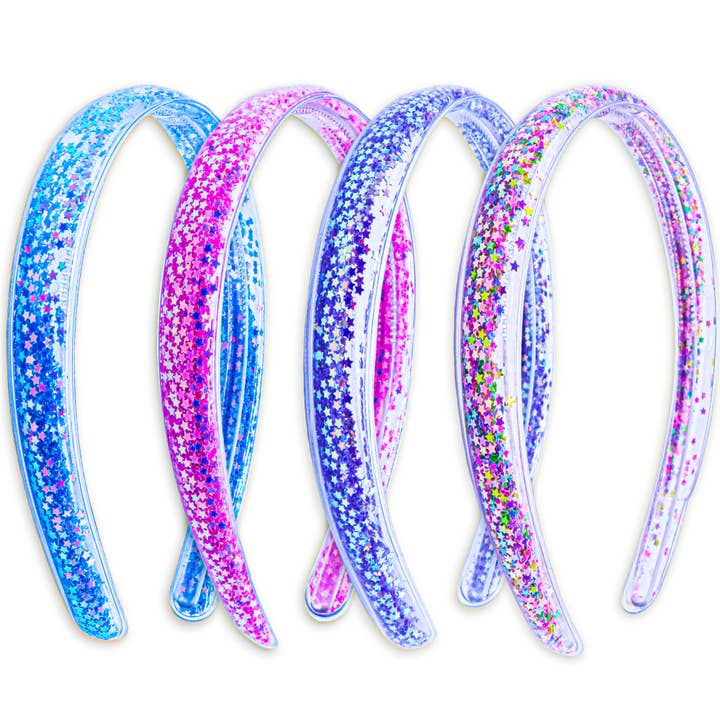 Sparkly Glitter Headbands - 4 Pack for wholesale by Frog Sac