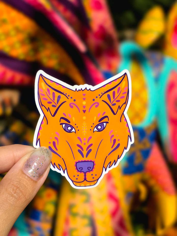 Alebrije Wolf Sticker for wholesale by Soleil Vida Studio