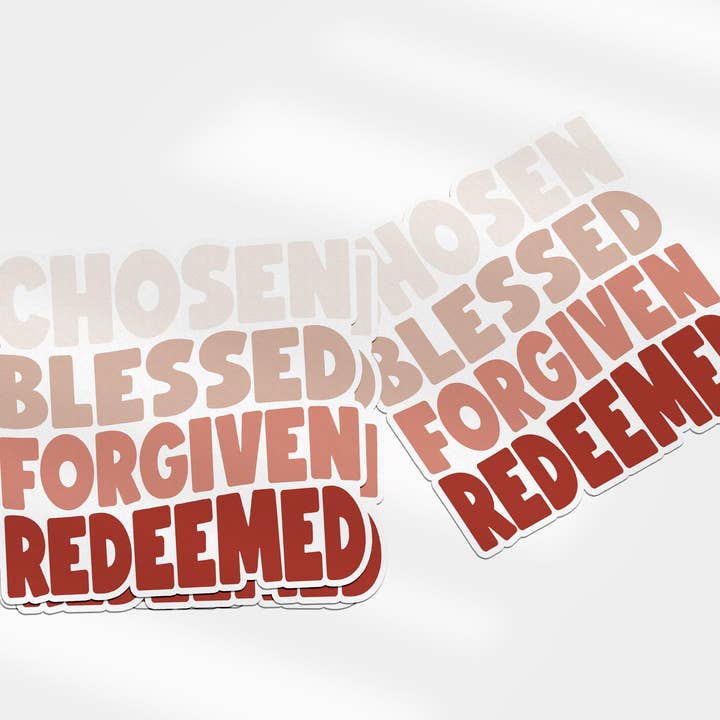 Elegido Bendecido Perdonado Redimido Pegatina Cristiana para venta al por mayor de Praise and Gratitude
