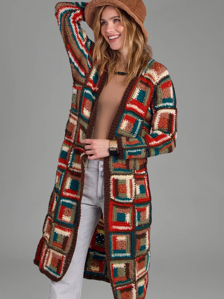 Crochet Long Cardigan Marrakesh Jacket for wholesale by SAACHI
