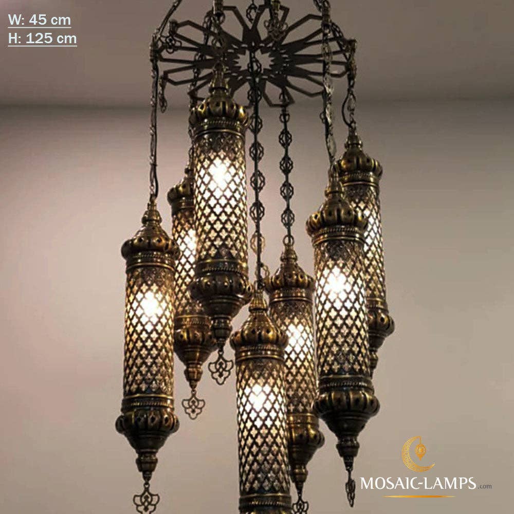 Mosaic Lamps – wholesale Chandelier/hanging light – 7pc Moroccan Chandelier Lighting Set, Metal3