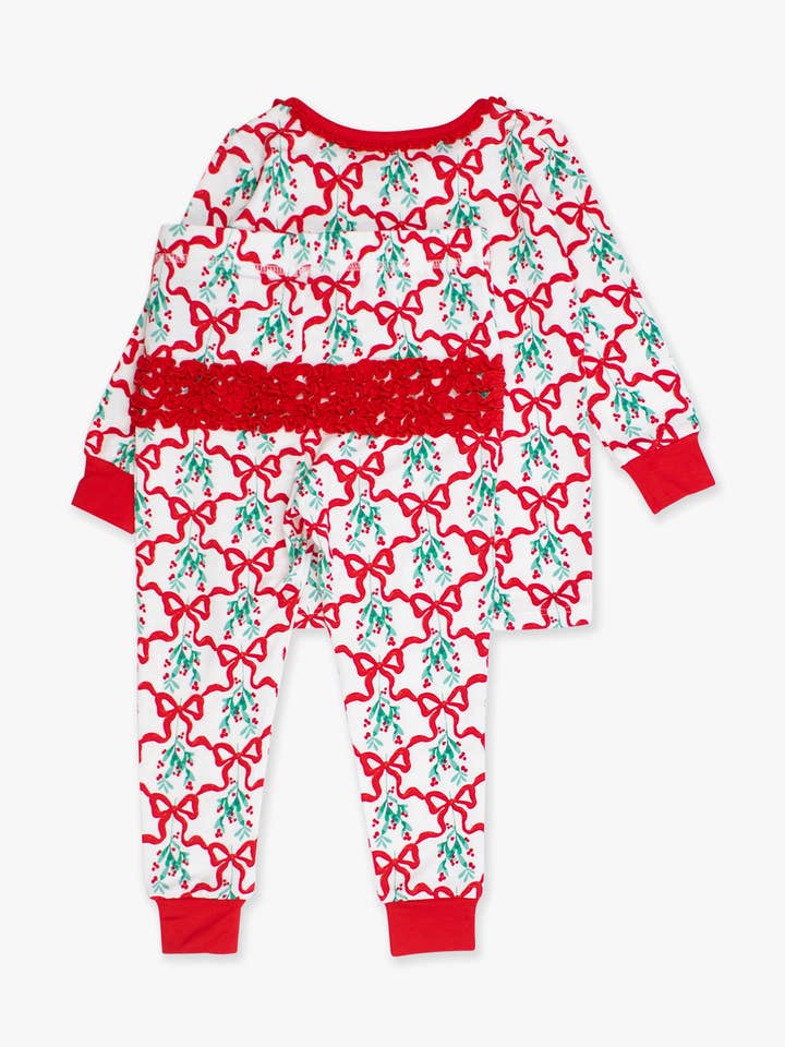 White SoftSnooze™ Toddler Girls Bamboo Viscose Carol of the Bows Ruffle Long Sleeve Pajama Set with Signature Rear Ruffles
 for wholesale on Faire5