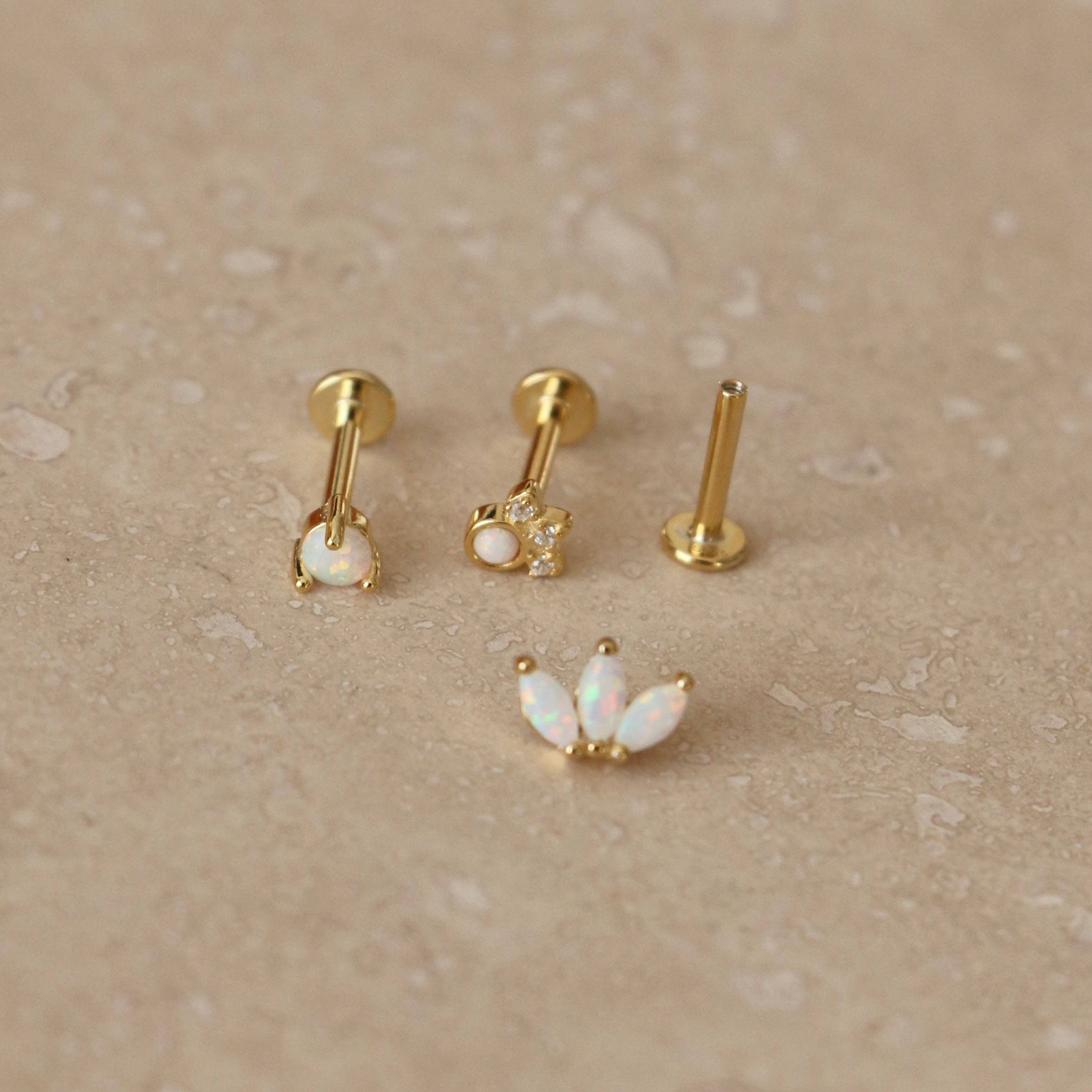 Little Nell Jewellery – Großhandel Einzelohrring – Gold Opal Labret-Einzelstecker2