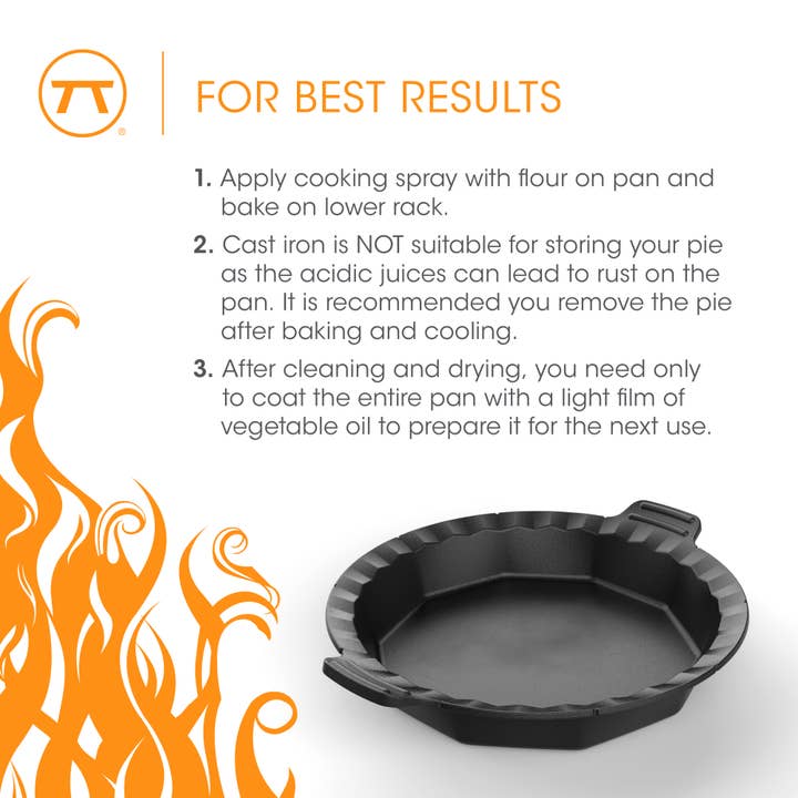 Fox Run Brands - Wholesale Baking Dish - Outset Cast Iron Pie Pan For Oven, Stove, and Grill, 10"6