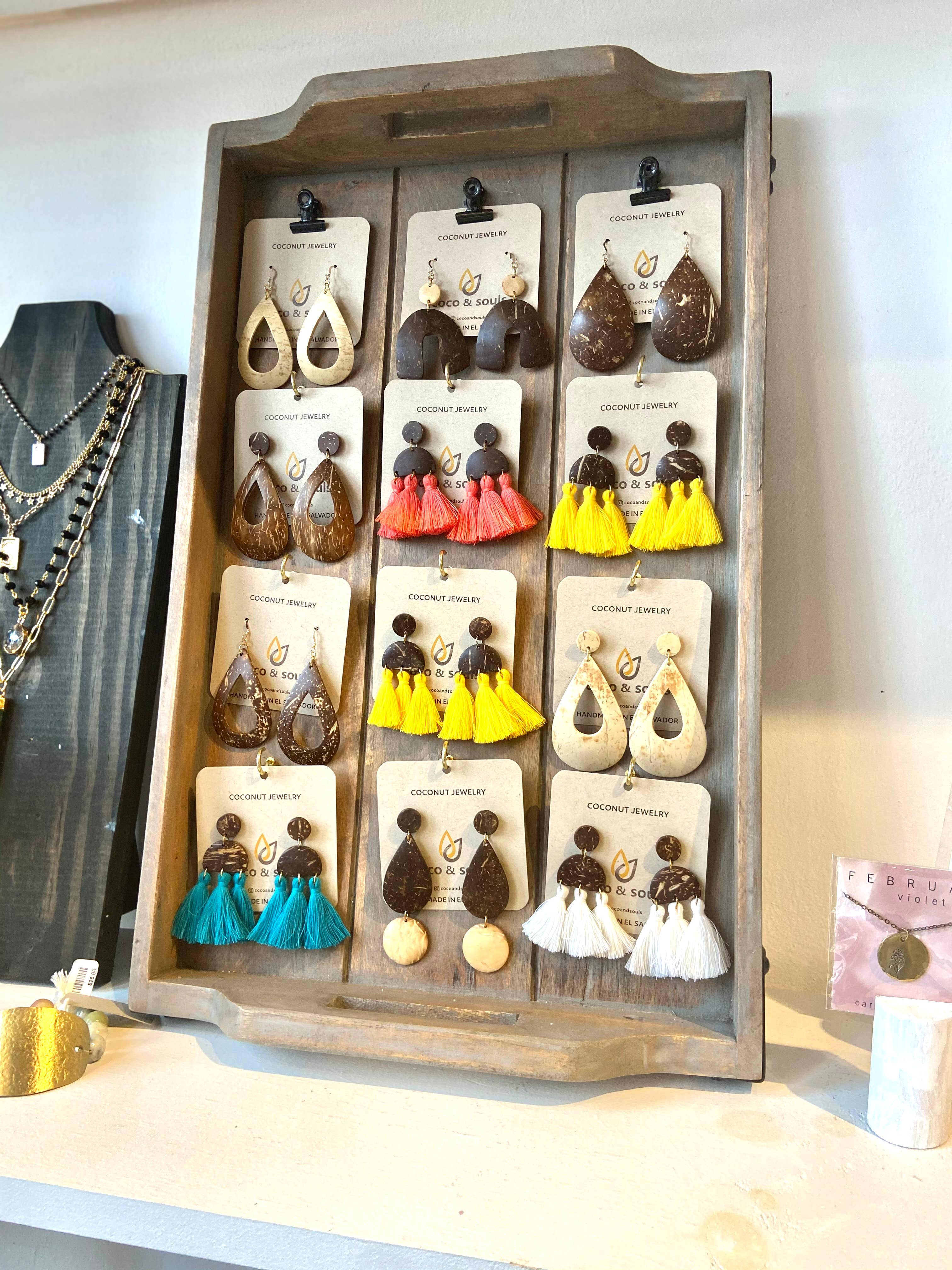 Coco & Souls – Engroshandel Hængeøreringe og creoløreringe – Hvid hule Teardrop kokos Shell øreringe7